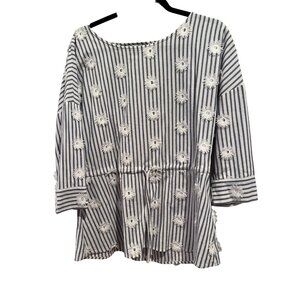 Foxcroft Women's Marina in Sea Stripe with Embroidery